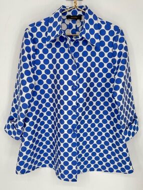 Bala Bala Jacket Coat Lightweight Festive Polka Dot Blue Swing Jacket Toggle